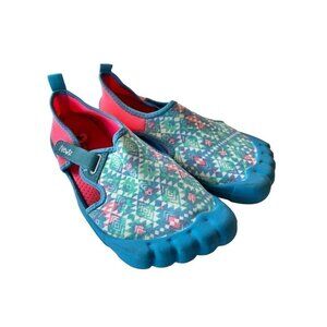 𝅺NEWTZ Girls' Youth Pool Beach Water‎ Shoes Teal Pink Tye Dye Size 2-3